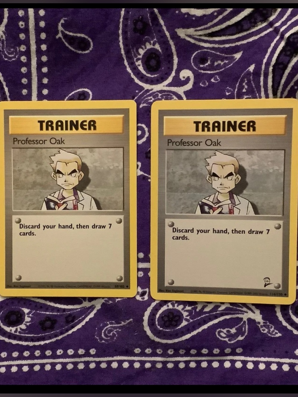 Professor Oak Base Set 1 and Base Set 2